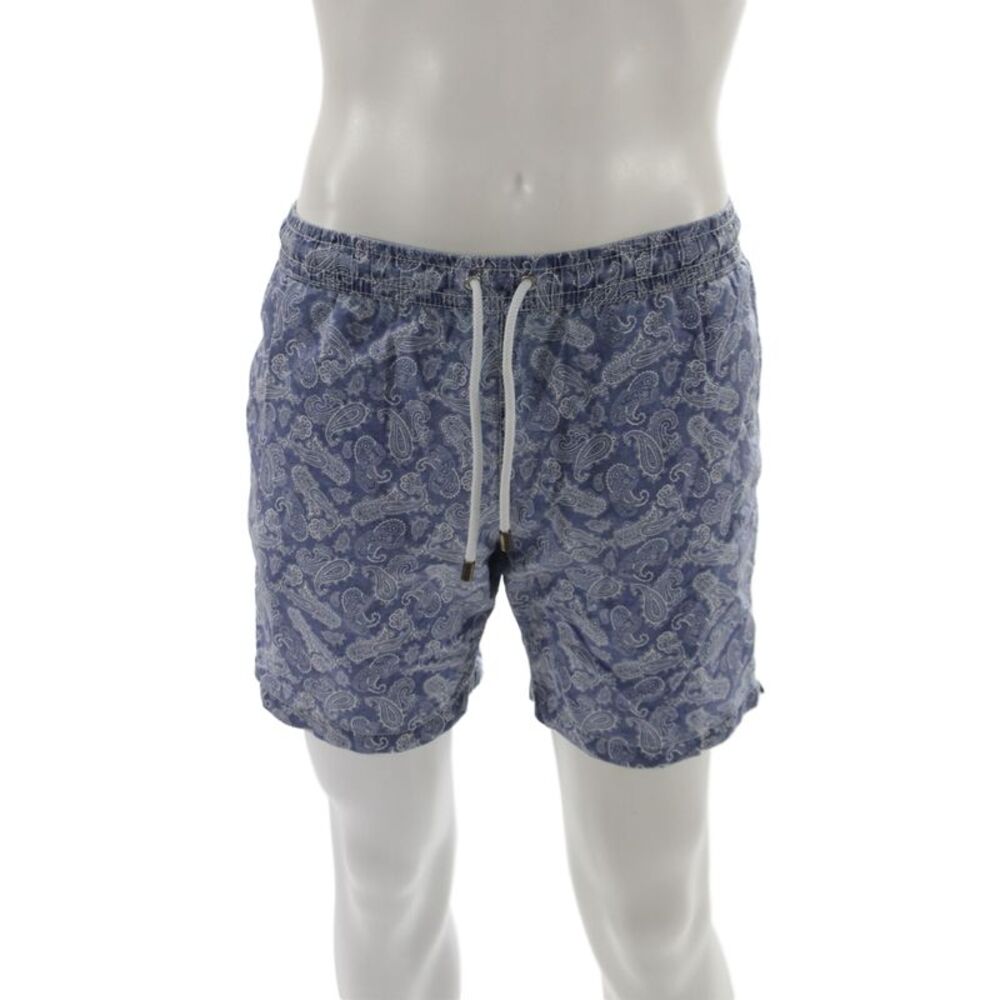 Hartford Mens Cotton Blend Bandana Print Swim Trunks Blue Size M